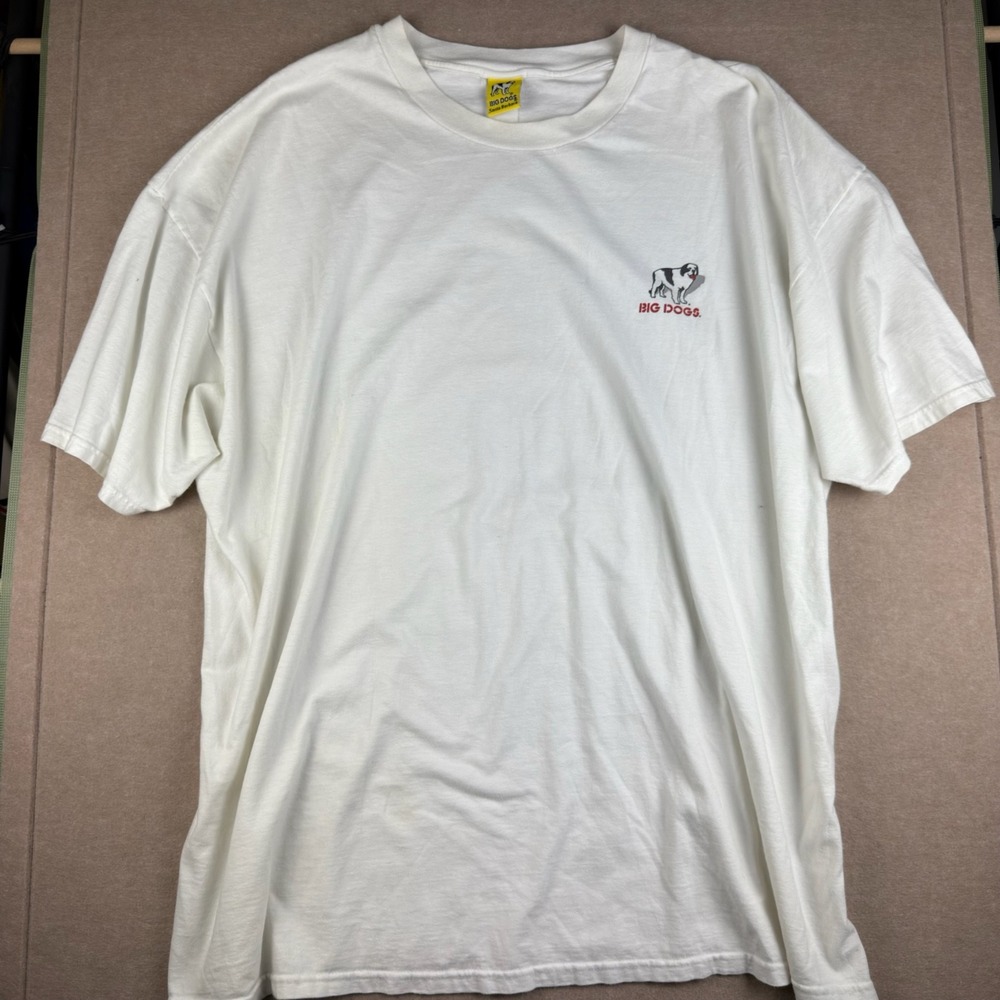 Vintage 1996 Big‎ Dogs Surf Dog T-Shirt 3XL Stay Off The Net White Mens USA